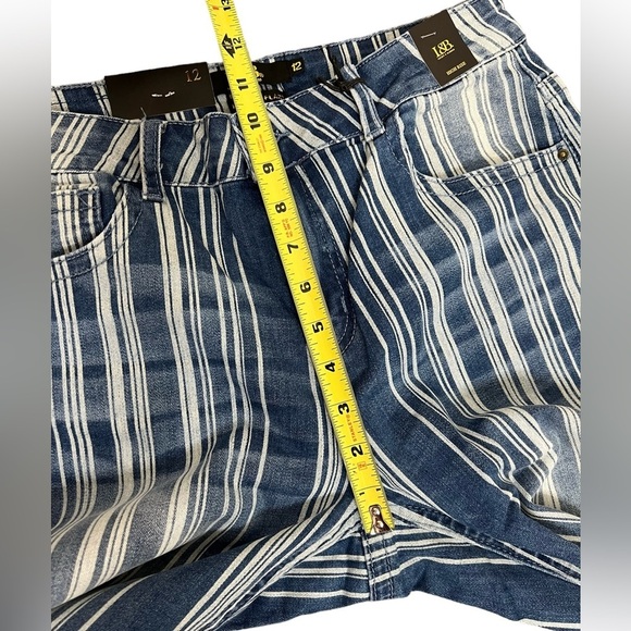 Lucky & Blessed Women’s High Rise Flare Stripe Denim Jeans - Picture 9 of 16